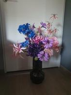 Kunstbloemen in glazen vaas - 80cm hoog, Huis en Inrichting, Ophalen, Overige kleuren, 75 cm of meer, Glas