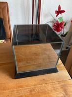 Glazen display box met zwarte basis voor 4 waxinelichtjes, Huis en Inrichting, Gebruikt, Zwart, Ophalen of Verzenden, Glas