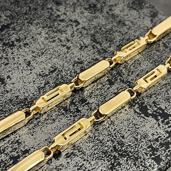14k gouden ketting prachtig schakel monte carlo, Sieraden, Tassen en Uiterlijk, Kettingen, Zo goed als nieuw, Goud, Ophalen of Verzenden