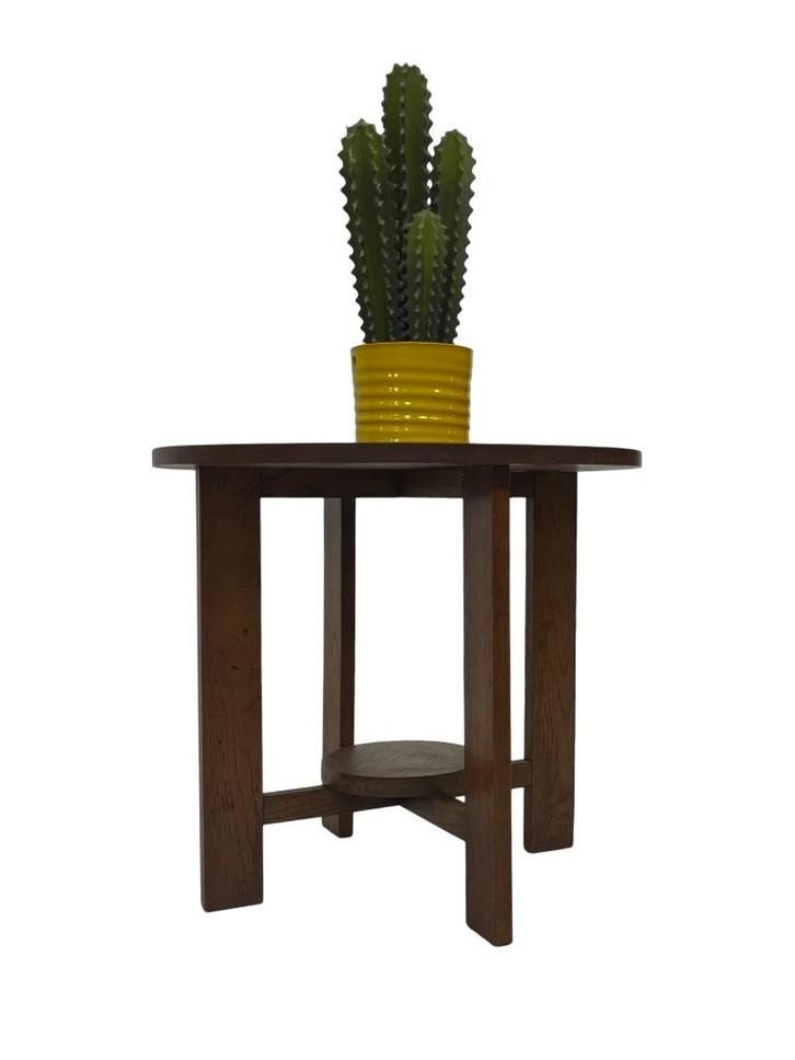 Art Deco Plantentafeltje Bijzettafeltje Eikenhouten Jaren 50, Huis en Inrichting, Tafels | Bijzettafels, Gebruikt, Rechthoekig