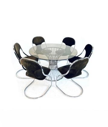 Vintage Space Age eetkamerset, Gastone Rinaldi ‘70 beschikbaar voor biedingen