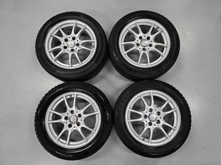 Winterset Mercedes met goede Continental winterbanden!, Auto-onderdelen, Banden en Velgen, Banden en Velgen, Winterbanden, 16 inch