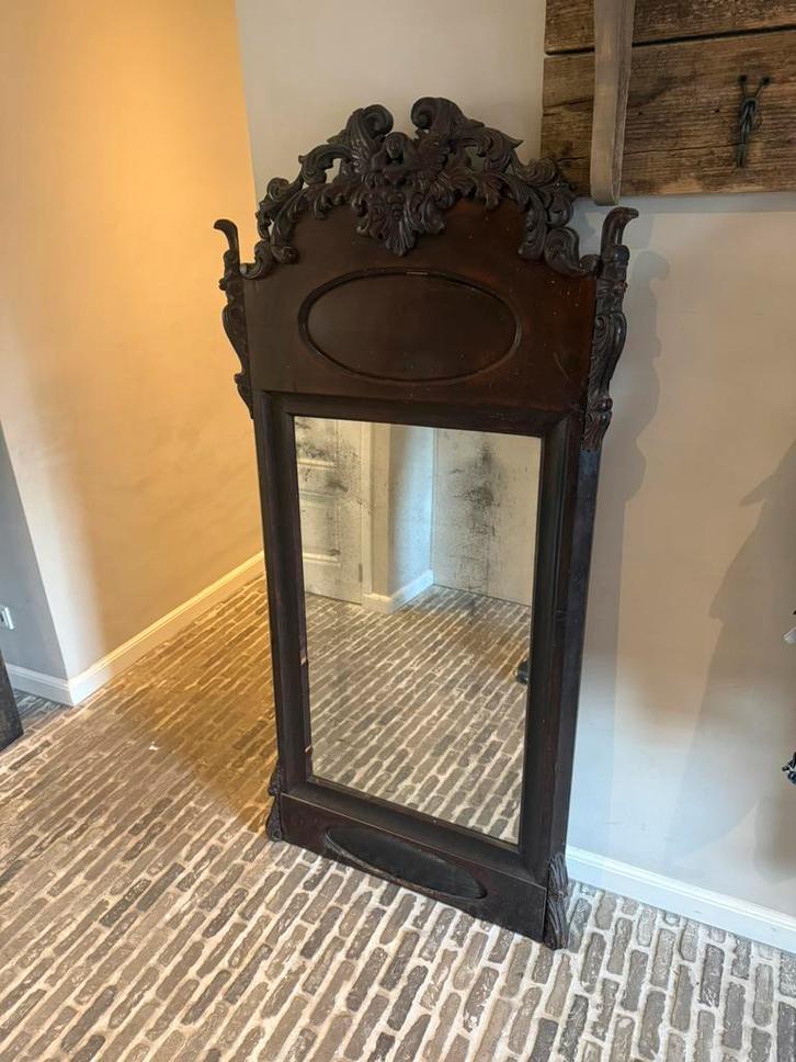 Antieke spiegel landelijk hoffz patina vintage authentieke, Antiek en Kunst, Antiek | Spiegels, 50 tot 100 cm, 150 tot 200 cm