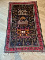 Perzisch/ Afghaans vloerkleed met oorlogs afbeelding 90x140, Ophalen