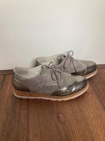 Gabor zilver grijze veterschoenen suede maat 5.5 38.5 breedt beschikbaar voor biedingen