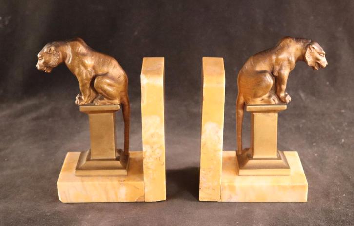 Paar bronzen Art Deco boekensteunen, Antiek en Kunst, Antiek | Woonaccessoires, Ophalen of Verzenden