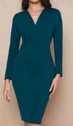 Winterblauwgroene kokerjurk maat M knielengte, Kleding | Dames, Jurken, Maat 38/40 (M), Blauw, Ophalen of Verzenden, Zo goed als nieuw