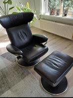 Stressless Jazz Relaxfauteuil + Voetenbank Zwart, Huis en Inrichting, Fauteuils, Ophalen, Gebruikt, Minder dan 75 cm, Leer