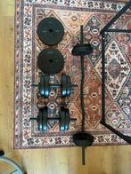 EZ Bar en Dumbells 43.5 kg, Sport en Fitness, Fitnessmaterialen, Ophalen, Zo goed als nieuw, Benen, Dumbbell