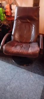 Deense  vintage leren Fauteuil verm Kebe ,met Relax stand, Ophalen, Gebruikt, 75 tot 100 cm, 50 tot 75 cm