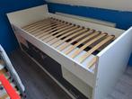 Wit Houten Bed met Opbergruimte, Huis en Inrichting, Gebruikt, 90 cm, Eenpersoons, Wit
