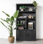 Vakkenkast Mangohout Zwart 80x45x220, Met deur(en), 100 tot 150 cm, 200 cm of meer, Savoir