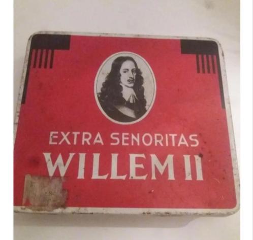 Vintage sigarenblik Willem II extra senoritas., Verzamelen, Blikken, Gebruikt, Overige, Van Nelle, Ophalen of Verzenden