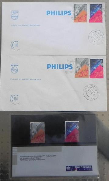 2 Eerste dag enveloppen Philips + 2 postzegels Philips beschikbaar voor biedingen