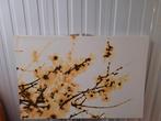 Groot canvas doek Kersenbloesem in sepia 80x 120cm, Ophalen, Zo goed als nieuw, Schilderij, 100 tot 125 cm