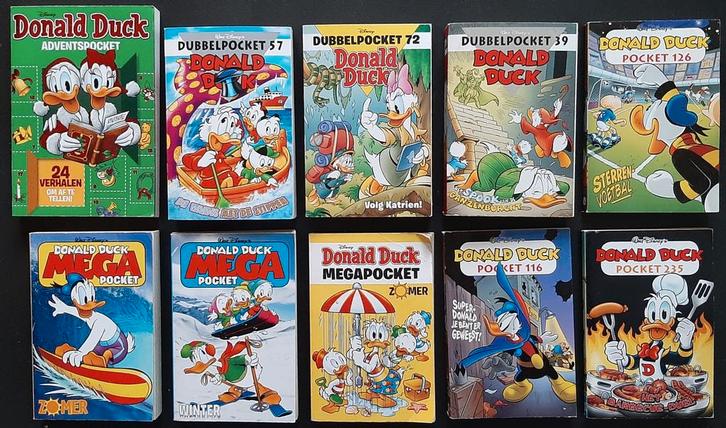 10 Donald Duck pockets: Advent, voetbal, thema/dubbelpockets, Boeken, Stripboeken, Gelezen, Meerdere stripboeken, Ophalen of Verzenden