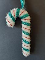 Retro schuim Candy cane turquoise kerstornament, Verzenden, Nieuw