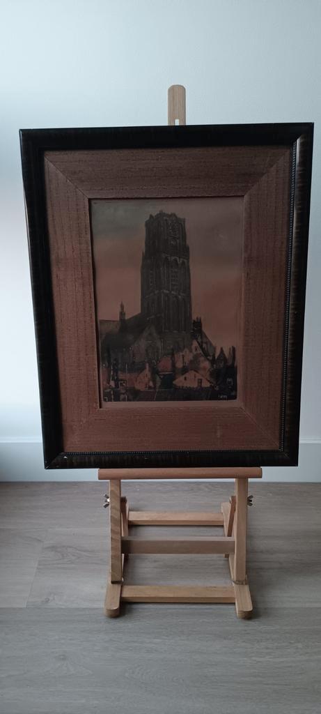 ingekleurde ets, St.Laurenskerk door Marius de Jongere, Antiek en Kunst, Kunst | Schilderijen | Klassiek, Ophalen of Verzenden