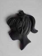 vintage wandhoofdje zwart keramiek ,meisje met paardenstaart, Antiek en Kunst, Ophalen of Verzenden