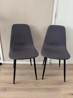 Tweetal grijze stoffen eetkamerstoelen in nette staat, Huis en Inrichting, Stoelen, Ophalen, Zo goed als nieuw, Grijs
