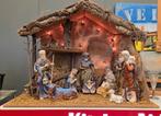 Vintage kerststal, hoge 30cm porselein beelden stal 80cm, Diversen, Ophalen, Gebruikt