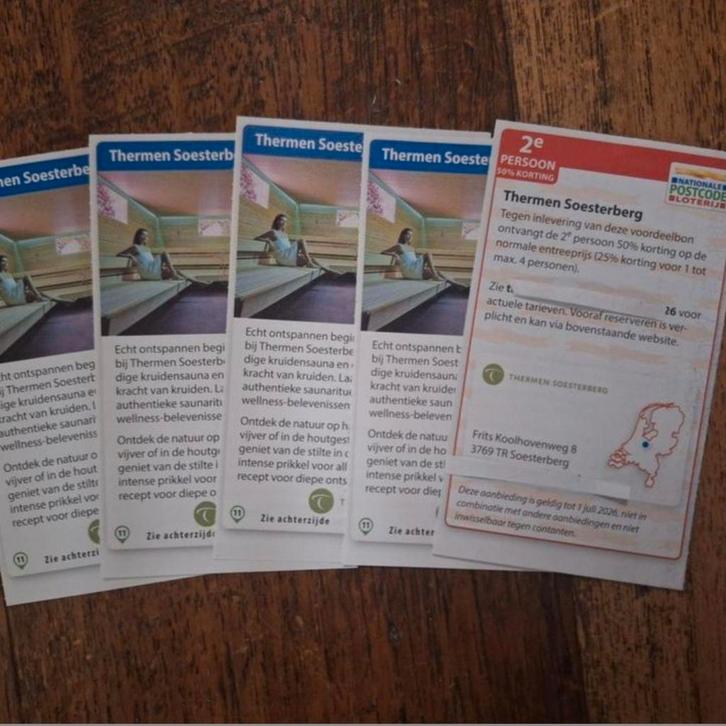 Thermen Soesterberg 25 tot 50% korting, Tickets en Kaartjes, Kortingen en Cadeaubonnen, Twee personen, Spa of Sauna, Kortingsbon