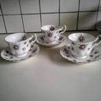 Royal albert sweet violets 3 heren kop en schotels, Huis en Inrichting, Keuken | Servies, Ophalen of Verzenden, Zo goed als nieuw