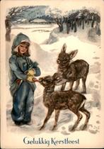 Jos Ruting, meisje voert hertjes, 1950, Verzamelen, Verzenden, 1940 tot 1960, Ongelopen, Feest(dag)