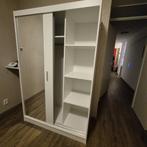 Witte kledingkast met spiegel en schuifdeuren, Ophalen, Overige materialen, Gebruikt, 100 tot 150 cm