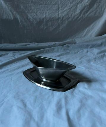 Vintage Franse RVS sauskom / inox saucière op schaal beschikbaar voor biedingen