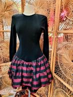YatvaVintage: YV4495: Vintage 80's Dress, Maat 38/40 (M), Zwart, Ophalen of Verzenden, Vintage