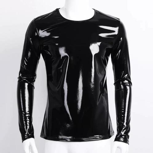 Zwart leren heren shirt (lak wetlook trui mannen sexy), Kleding | Heren, Carnavalskleding en Feestkleding, Nieuw, Kleding, Verzenden