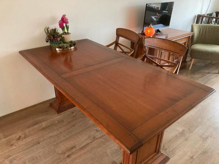 Kersenhouten eettafel met 4 stoelen, Huis en Inrichting, Complete inboedels, Ophalen