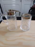 Prachtige set antiek kristallen melkkannetje met lepelvaasje, Ophalen of Verzenden