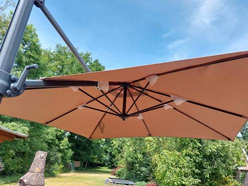 Parasol zweefparasol Garden Impression 250x250 kleur taupe, Tuin en Terras, Parasols, Zo goed als nieuw, Zweefparasol, 2 tot 3 meter