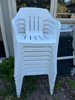 8 witte plastic tuinstoelen, Ophalen, Zo goed als nieuw, Plastic