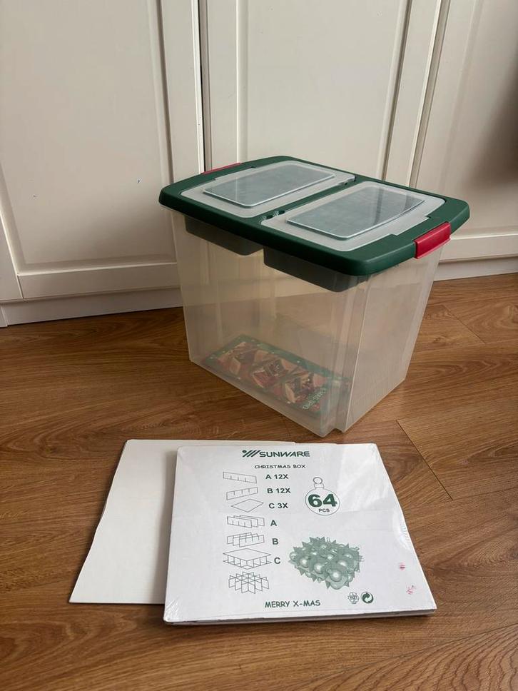 Opbergbox voor kerstspullen, Huis en Inrichting, Woonaccessoires | Kisten, Zo goed als nieuw, Minder dan 50 cm, Kunststof, Ophalen