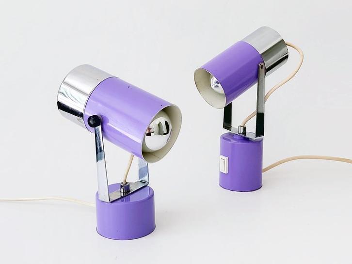 tafellamp set space age lila, Huis en Inrichting, Lampen | Tafellampen, Gebruikt, Minder dan 50 cm, Metaal, Overige materialen