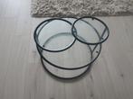 Vintage salontafel / koffietafel glas metaal uitschuifbaar, Huis en Inrichting, Tafels | Salontafels, Ophalen, Gebruikt, 100 tot 150 cm