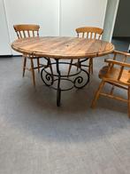 Prachtige Ronde Eikenhouten Tafel – Tijdloos & Stoer!, Ophalen, Zo goed als nieuw, 4 tot 6 stoelen