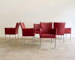 6x Bert Plantagie ARC leren eetkamerstoel rood met wieltjes, Huis en Inrichting, Stoelen, Ophalen, Modern design, Gebruikt, Molenakkerstraat 10