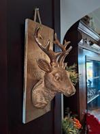 Kerst- hertekop op houten plank, Ophalen of Verzenden