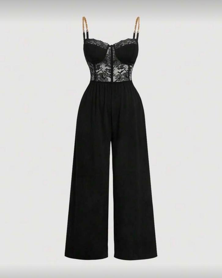 Jumpsuit Nina (44-52), Kleding | Dames, Grote Maten, Nieuw, Broek of Spijkerbroek, Zwart, Ophalen of Verzenden