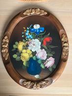 Schilderij prachtig stilleven R.Rosini in houten ovale lijst, Antiek en Kunst, Ophalen of Verzenden