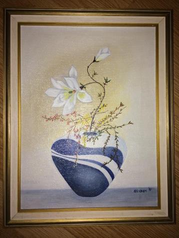 Handgeschilderde magnolia stilleven (1991) 30x40cm beschikbaar voor biedingen