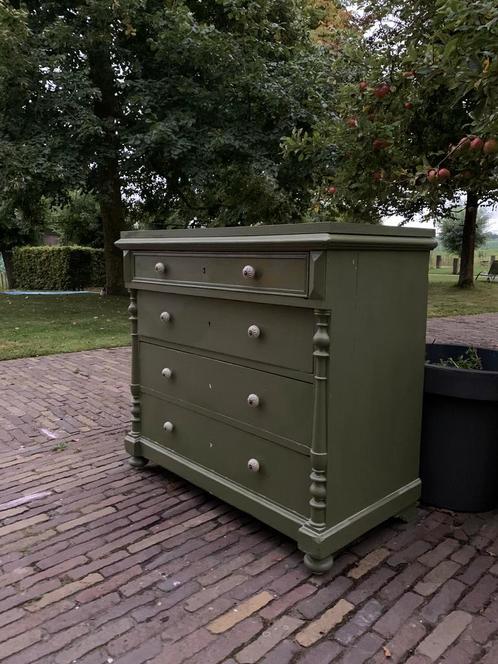 Ladekast mosgroen klassiek, Huis en Inrichting, Kasten | Ladekasten, Zo goed als nieuw, Minder dan 100 cm, 100 tot 150 cm, 50 tot 75 cm