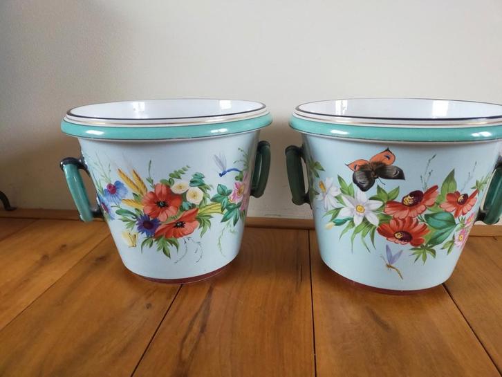 Antieke Petrus Regout Bloempotten / Cache-Potten 1838-1880, Antiek en Kunst, Antiek | Keramiek en Aardewerk, Ophalen of Verzenden