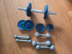 Heel veel gewicht schijven met 3 kleine stangen en dumbels, Sport en Fitness, Ophalen, Gebruikt