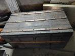 Antiek hout houten kist, Ophalen, Gebruikt, Metaal, 100 tot 150 cm
