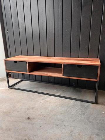 Tv meubel: acaciahout met metalen lades metalen frame beschikbaar voor biedingen
